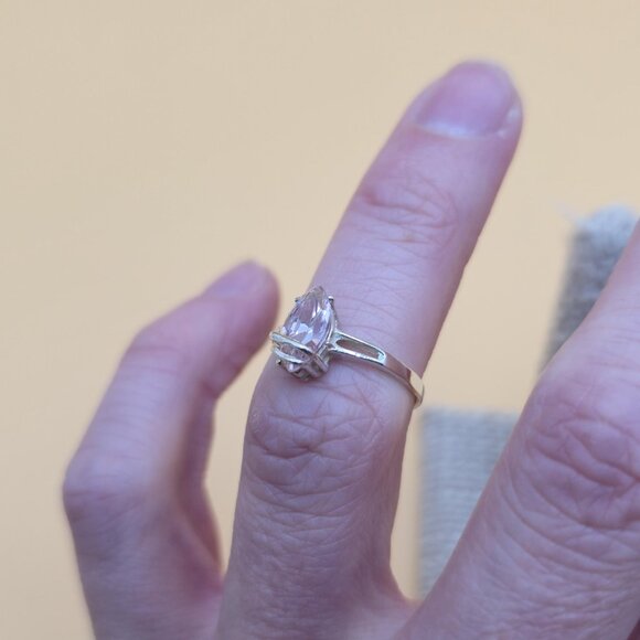 Size 5.75 Sterling Silver Marquise Pink Cubic Zirconia Gem Ring A4757 - Picture 5 of 9